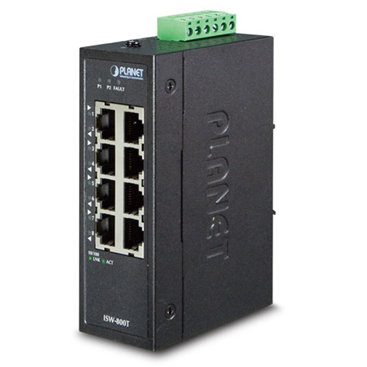Endüstriyel Tip Yönetilemeyen Kompakt Ethernet Switch (Industrial Unmanaged Ethernet Switch)
8-Port 10/100Base-TX 
IP30, 40~75 Derece C