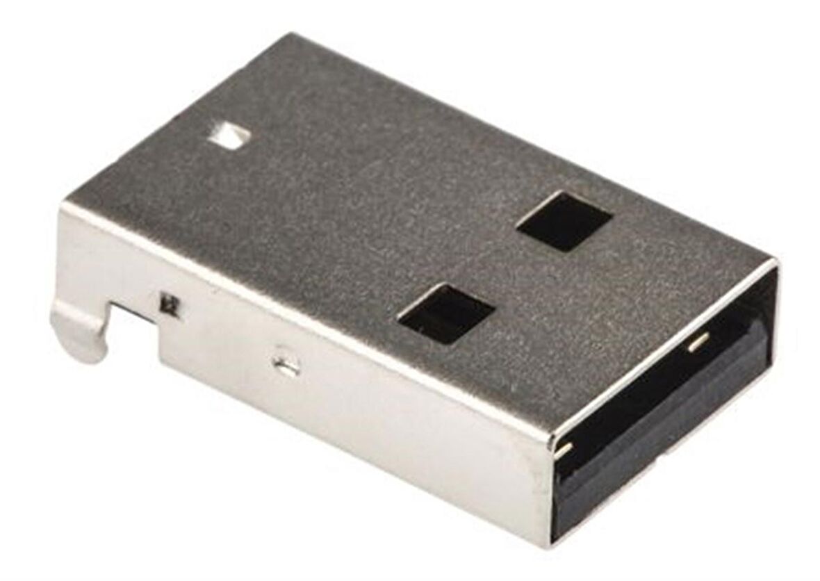 Dik Açılı SMT Tipi A USB Dişi Konnektör  (Right Angle SMT Type A USB Connector Plug)