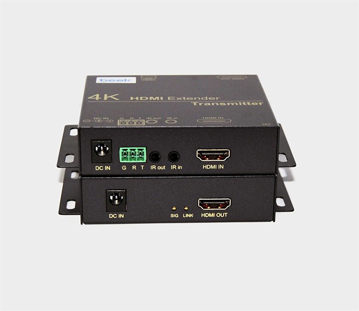Beek 4K HDMI HDBaseT Sinyal Uzatma Cihazı, 1080p@60Hz (70 metre), 4K/UHD@30Hz ve 60Hz (40 metre),  Alıcı (Receiver) ve Verici (Transmitter) Birim dahil
Beek 4K HDMI Extender, 1080P/70 metre, 4K/40 metre