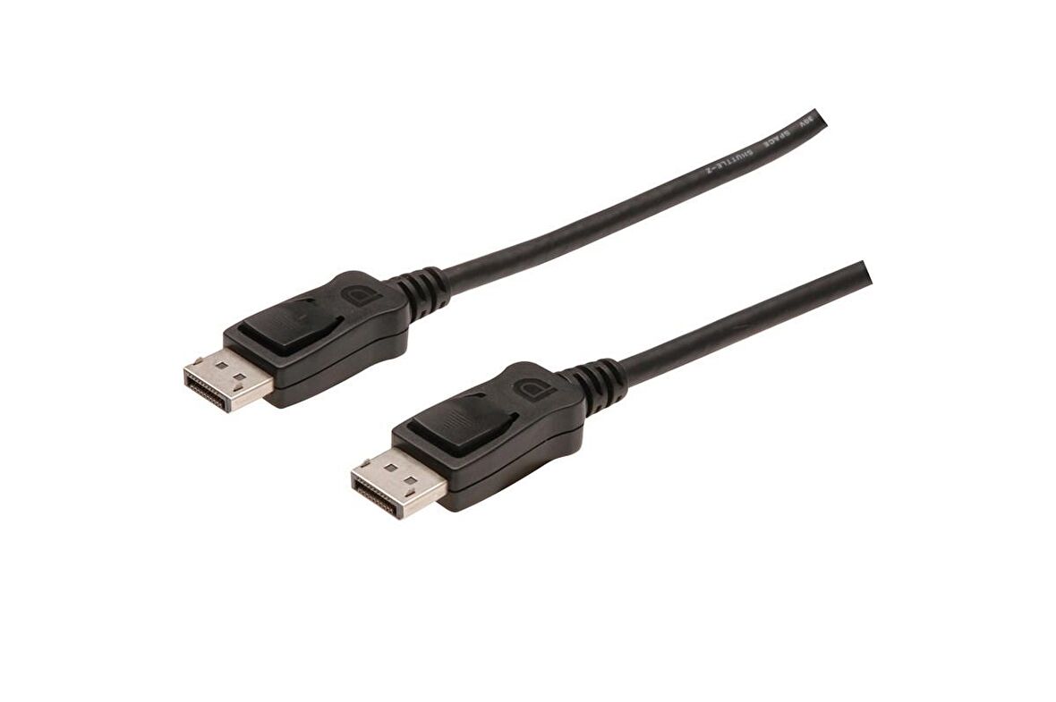 DisplayPort (DP) Bağlantı Kablosu, DP Erkek - DP Erkek, 2 metre, kilit mekanizmalı, DP, 1.1a uyumlu,siyah renk