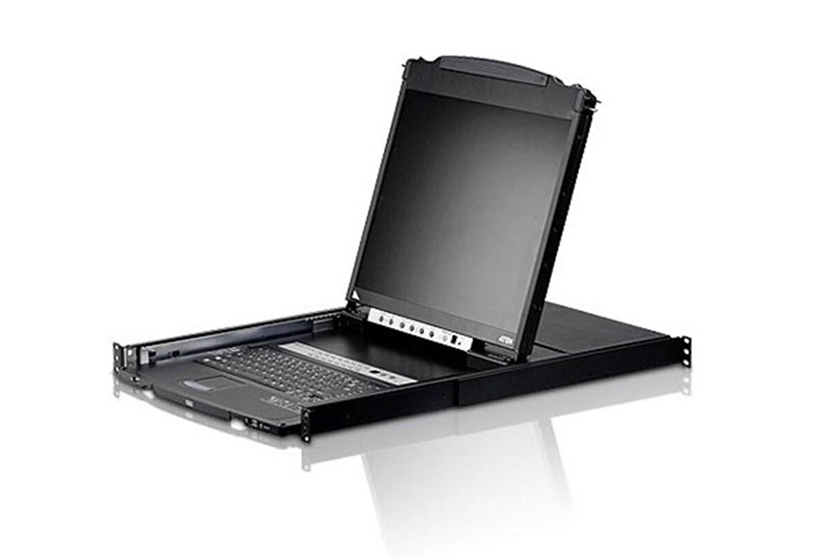 Çift Sürgülü Kasaya Sahip, 19&quot; LCD Ekran, Touchpad’i ve Türkçe Klavye&#039;si Bulunan 8 Port PS/2-USB KVMP™  (Periferi/ Çevre Cihazlarla (USB) Bağlantı Kurabilir) Switch (8 Port Dual Rail LCD KVM Switch) 