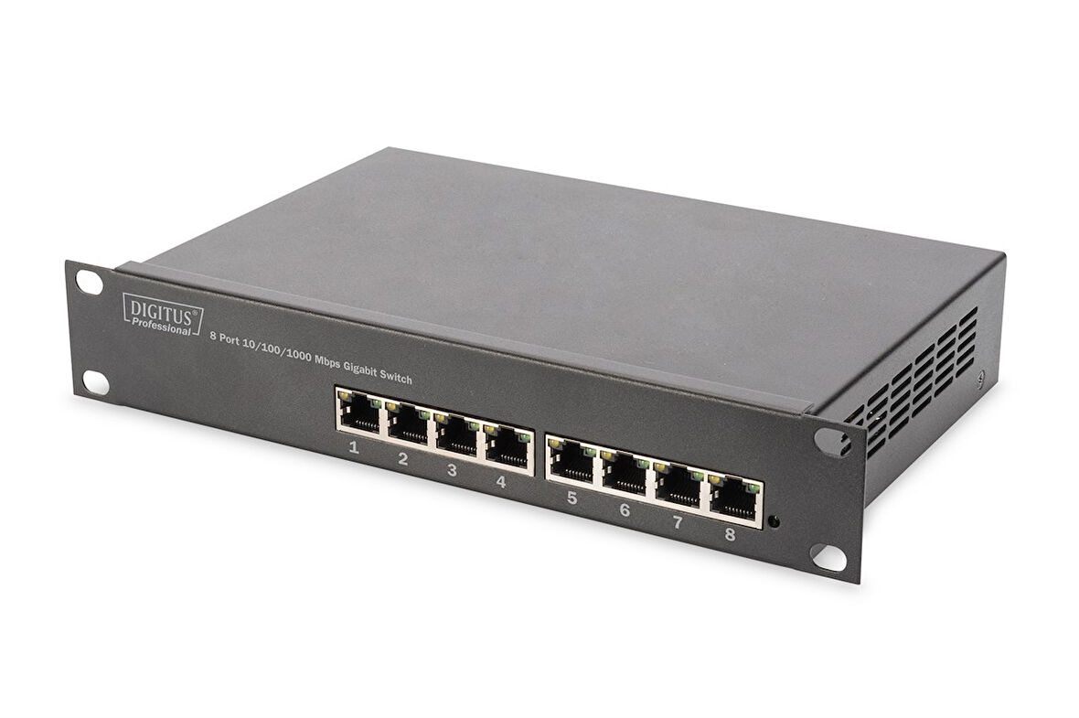 Digitus Yönetilemeyen 8 port 1000Base-T Gigabit Switch, Masaüstü Tip, 10-Inch Duvar Kabinetleri için uygun
Digitus 8-port Gigabit Ethernet Unmanaged Switch for use in 10-Inch Wall Cabinets