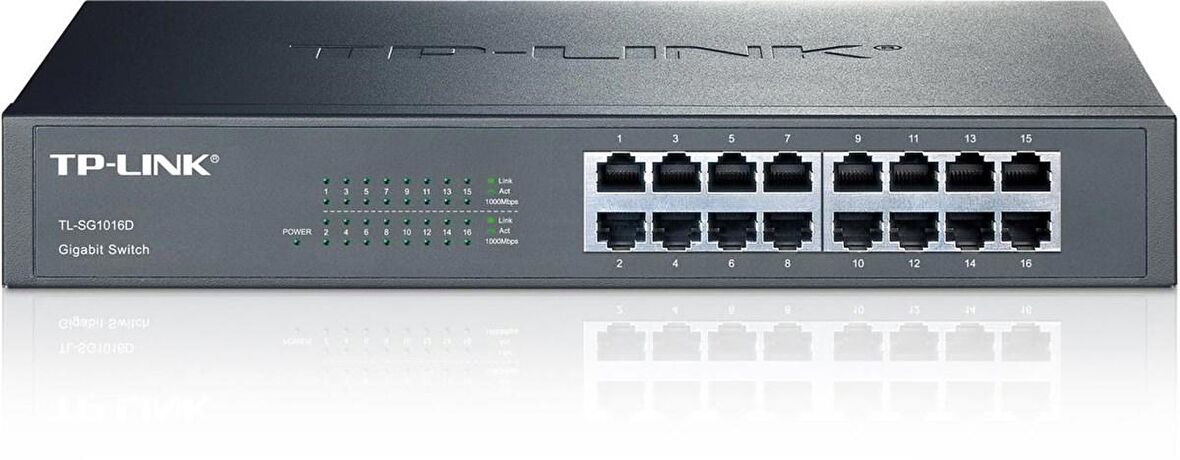 TP-LINK TL-SG1016D 16 PORT GIGABIT METAL KASA RACKMOUNT SWITCH