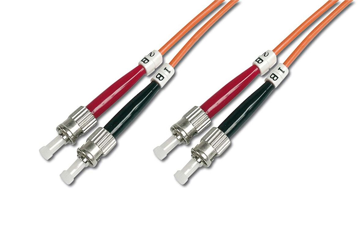 Digitus ST-ST Fiber Optik Patch Kablo, 3 metre, Multimode, Duplex, 50/125
