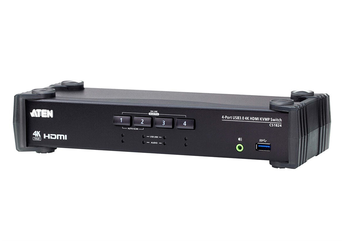 4-Port USB 3.0 4K HDMI KVMP™(Keyboard/Video Monitor/Mouse) Periferi (Çevre Cihazlarla (USB) Bağlantı Kurabilir) Switch, Ses Mikser mod özelliği
4-Port USB 3.0 4K HDMI KVMP™ Switch with Audio Mixer Mode 