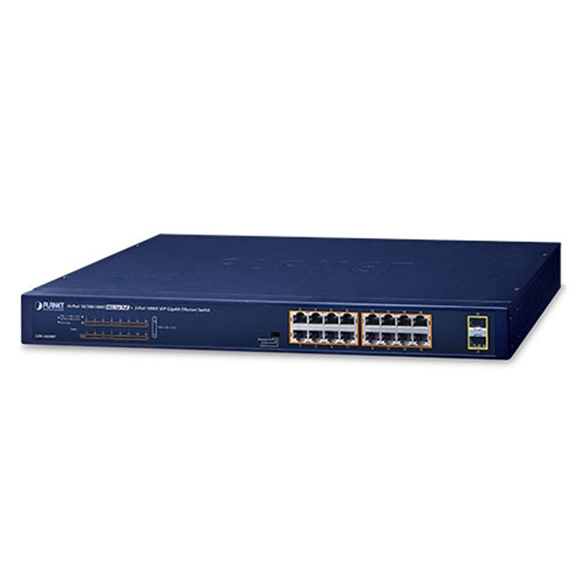 Yönetilemeyen Masaüstü Tip Switch (Unmanaged Desktop Switch)
16-Port 10/100/1000T IEEE 802.3at/af PoE+ Injector (Port başına 30.8 watt) (PoE Güç Bütçesi maks. 240 watt)
2-Port 1000X SFP