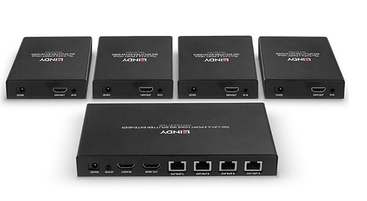 70m Cat.6 4 Port HDMI 18G Sinyal Çoklayıcı ve Uzatıcı, Alıcı (Receiver) ve Verici (Transmitter) Ünite dahil
70m Cat.6 4 Port HDMI 18G Splitter Extender