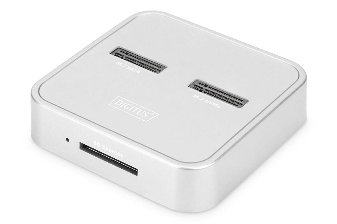 Digitus M.2 NVMe + M.2 SATA SSD Docking Station, SD Express Kart Okuyucu, USB-C™
Digitus M.2 NVMe + M.2 SATA SSD Docking Station with SD Express Card Reader, USB-C™