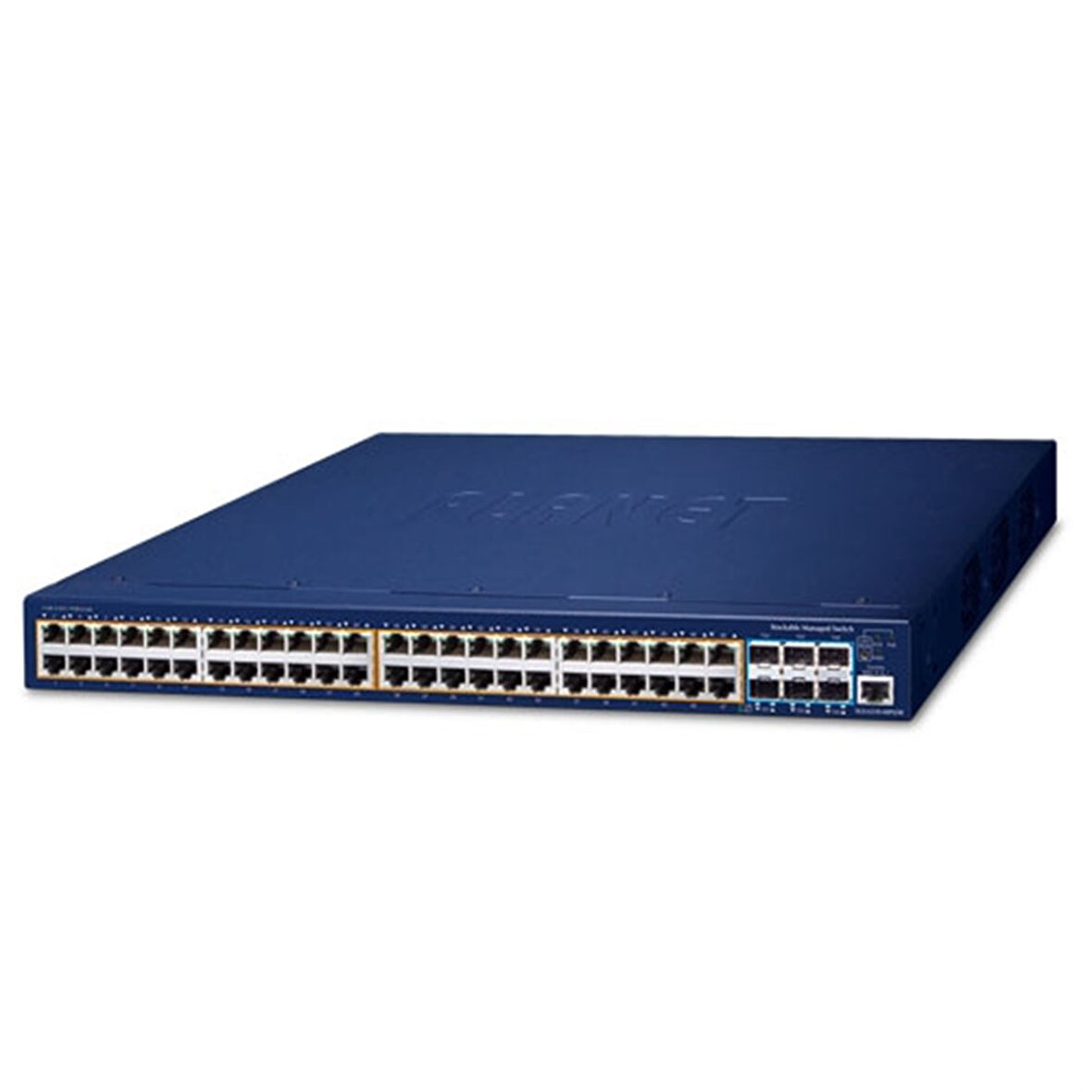 L3 Stack Edilebilir Yönetilebilir Switch 
48 x 10/100/1000BASE-T IEEE802.3af/at PoE+ port (Port başına 30.8 watt) (PoE Güç Bütçesi maks. 740 Watt)
6 x 10G SFP+ port
55V DC Yedek Güç
1 x Konsol Port (RJ45  R