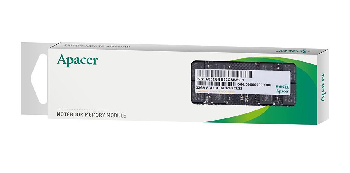 Apacer 32GB (1x32GB) 3200MHz CL22 DDR4 Notebook SODIMM RAM (ES.32G21.PSI)
