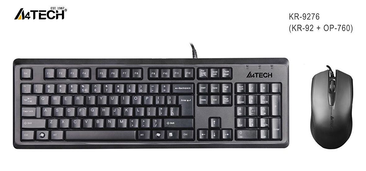 A4 TECH KR-9276 Q USB STANDART KLAVYE+OPTİK MOUSE