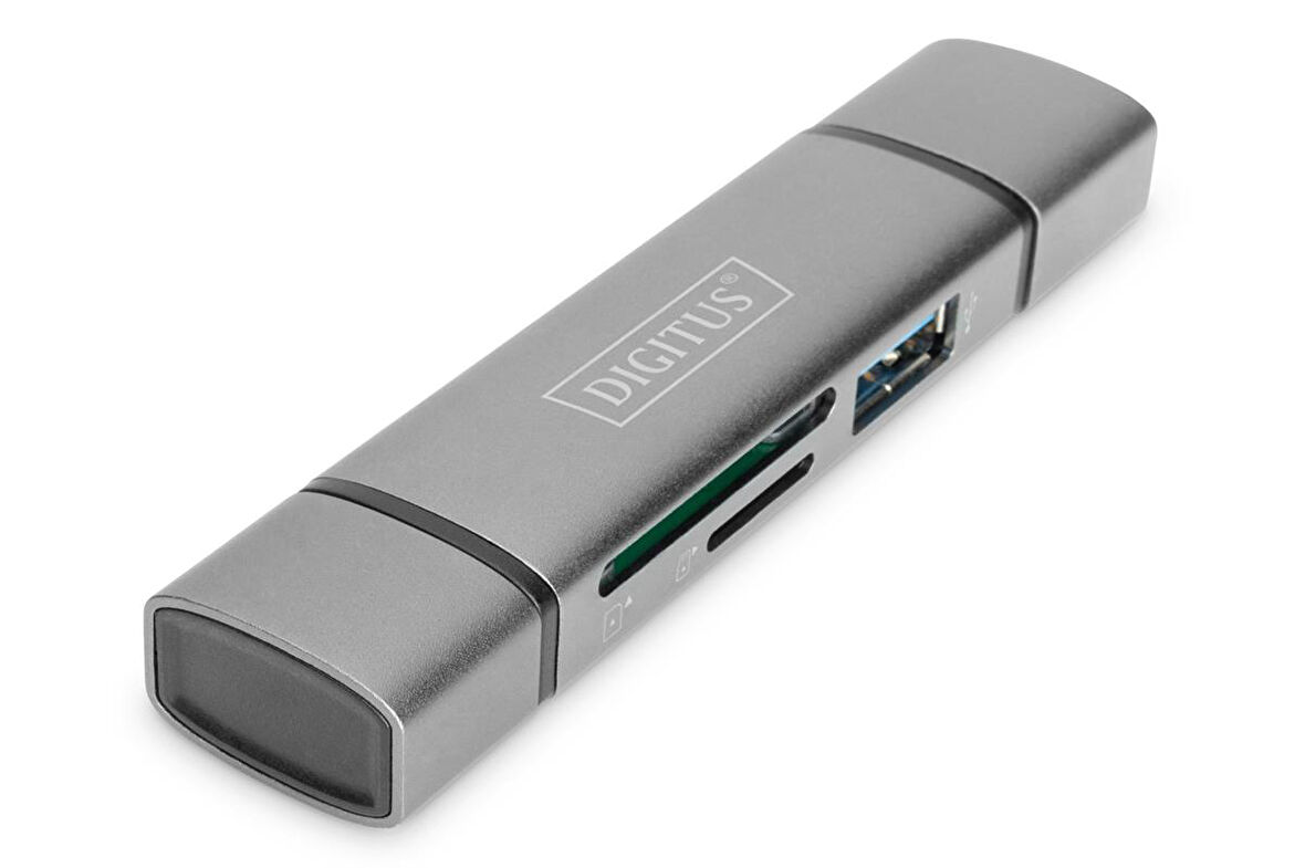 Digitus Çift Kart Okuyucu Hub, USB-C™ / USB 3.0, OTG ( Combo Kart Okuyucu Hub (USB-C + USB 3.0),  1 x SD, 1 x MicroSD, 1 x USB 3.0, gri renk)
Digitus Dual Card Reader Hub USB-C™ / USB 3.0, OTG ( Combo Card Reader Hub (USB-C+USB 3.0) 1x SD, 