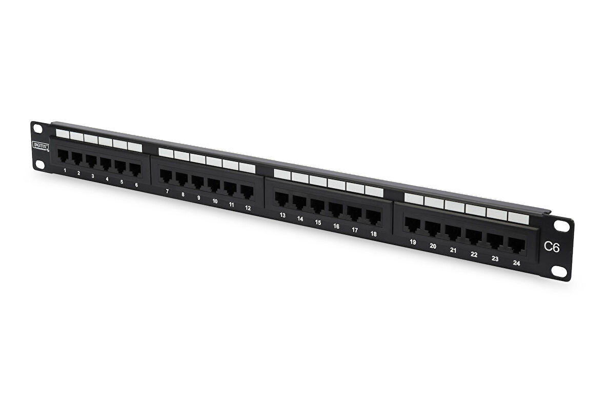 Digitus CAT 6, E Sınıfı Patch Panel, zırhsız (unshielded), siyah renk
Digitus CAT 6, Class E Patch Panel, unshielded, black