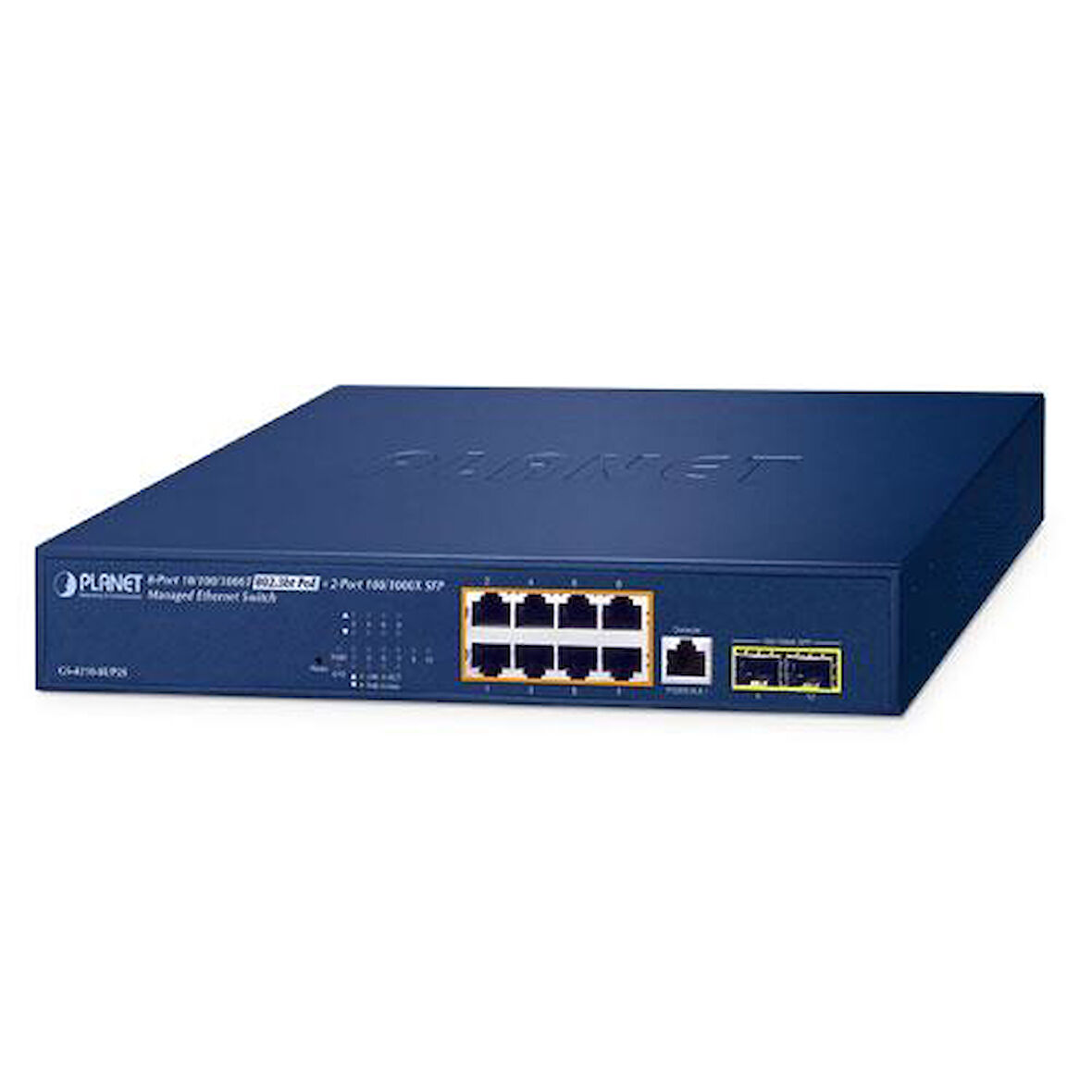 Yönetilebilir Ethernet Switch (Managed Ethernet Switch)
8-Port 10/100/1000T 802.3bt PoE++ Injector Port (Port başına 60 watt) (PoE Güç Bütçesi maks. 180 Watt) (Port 1 ila 8 arası maksimum 95 watt)
2-Port 100/1000X SFP