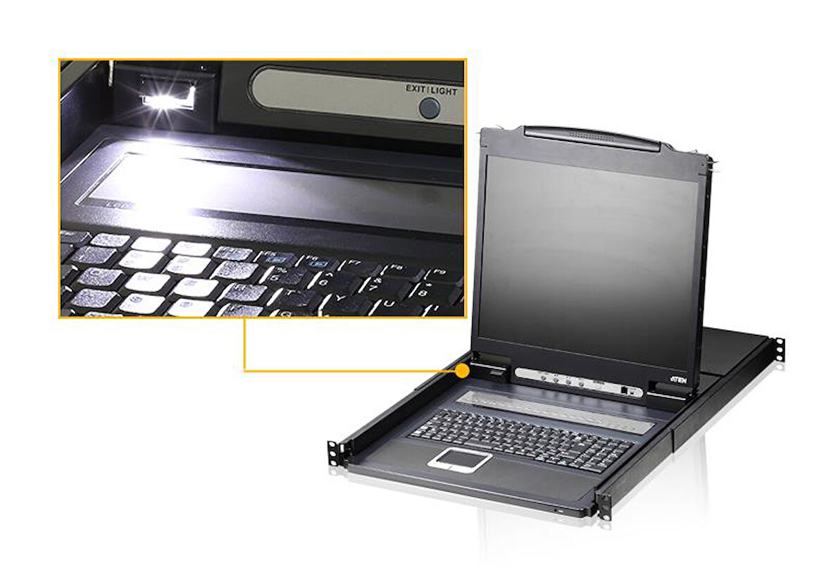19” LCD KVM Switch, Amerikan Klavyeli