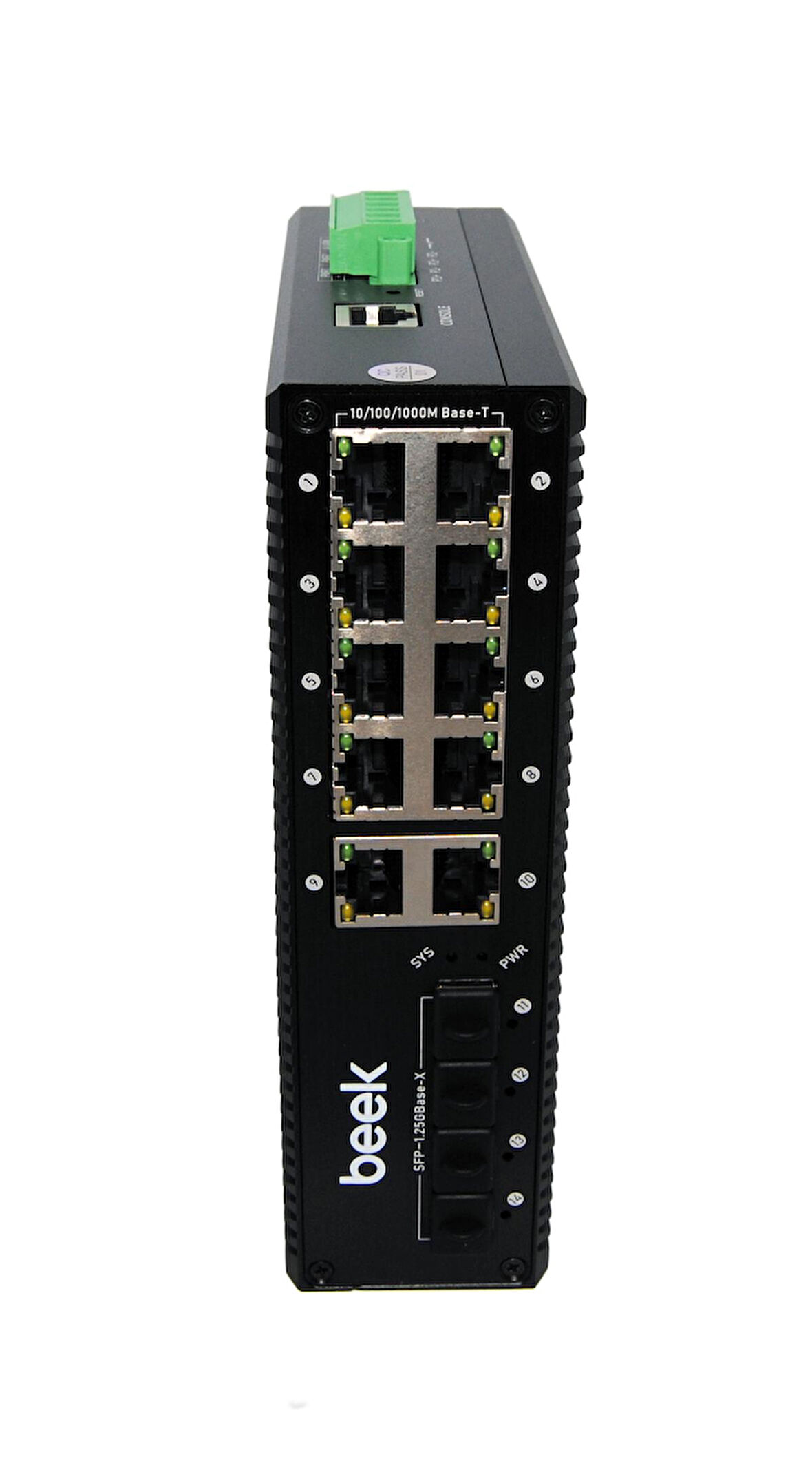 Beek Yönetilebilir L2+ Endüstriyel PoE Switch
8 x 10/100/1000T IEEE802.3af/at PoE+ port (Port başına 30.8 watt) (PoE Güç Bütçesi maks. 240 Watt)
2 x 10/100/1000T (Combo)
4 x 1/10G SFP+
Din-Ray montajına uygun
