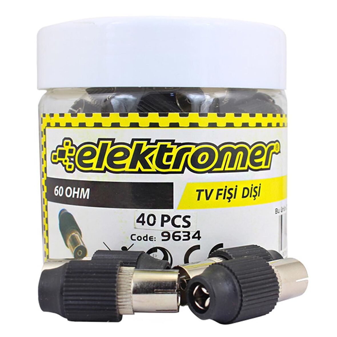 POWERMASTER 60 OHM İTHAL DIŞI SİYAH DÜZ TİP ANTEN TV FİŞİ (100 ADET)