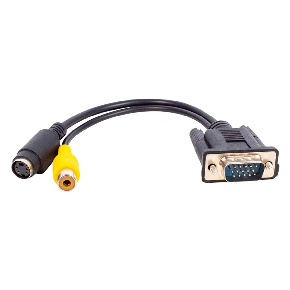 VGA 15 PIN ERKEK  / 1 RCA DİŞİ+MINI DIN DİŞİ 10 CM KABLO