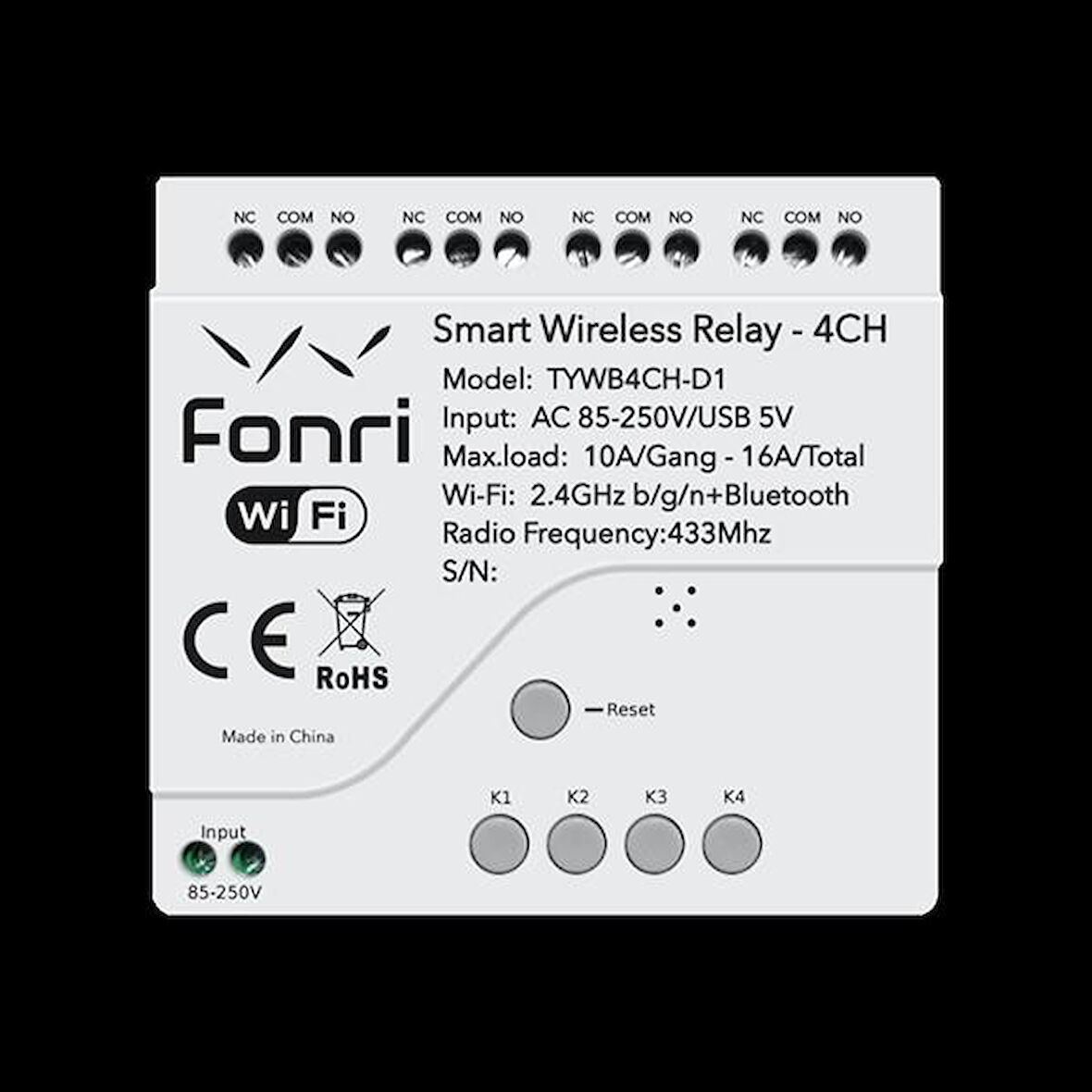 Fonri Wf3-Tm4-0201-01 Wıfı Kablosuz Akıllı Kablosuz Röle - 4 Kanal