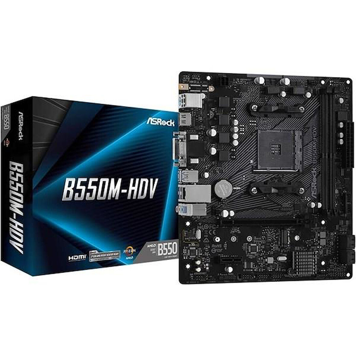 ASROCK B550M-HDV DDR4 HDMI DVI PCIe 16X v4.0 AM4 mATX