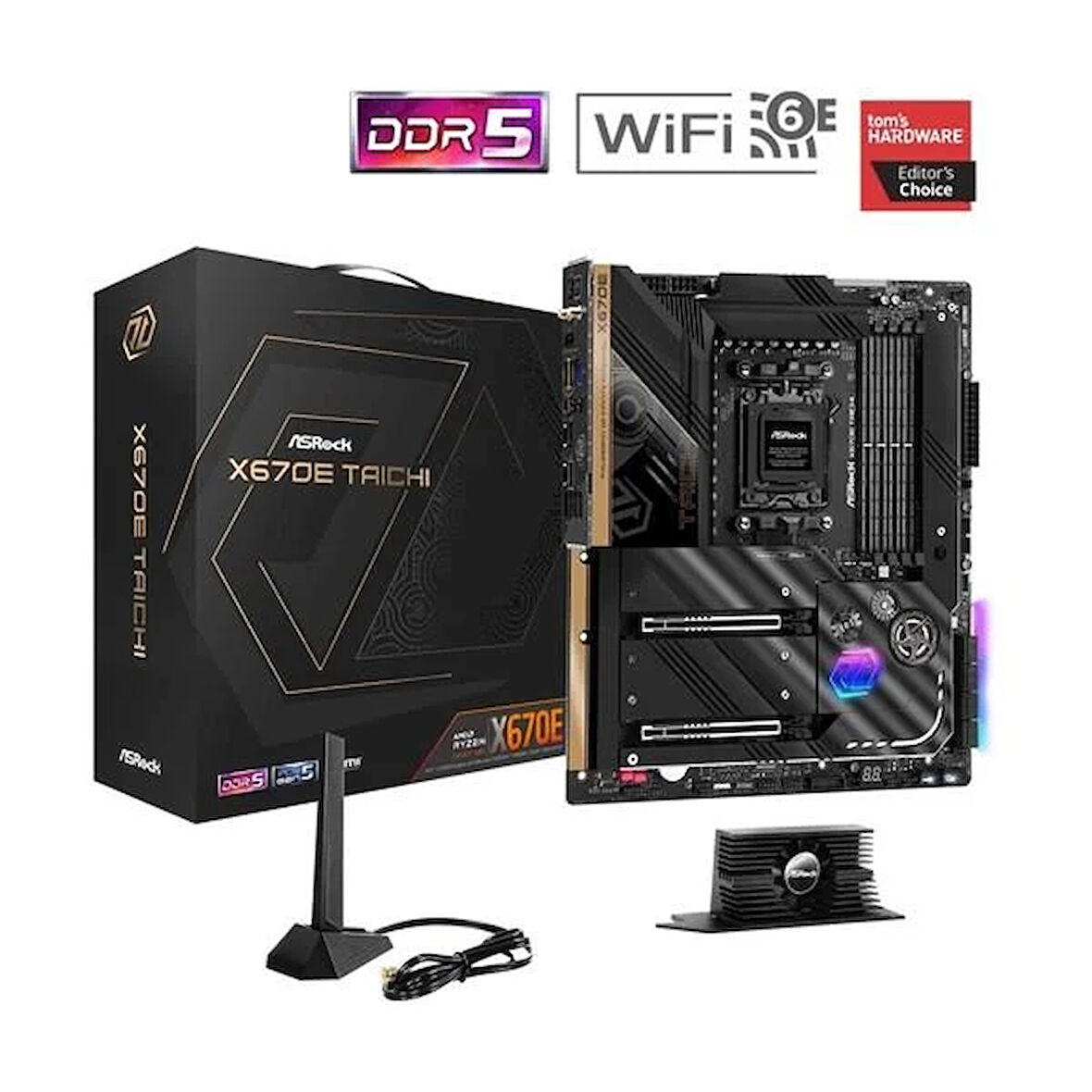 ASROCK X670e TAICHI WIFI-6E DDR5 HDMI-DP PCIE 5.0 AM5 ATX