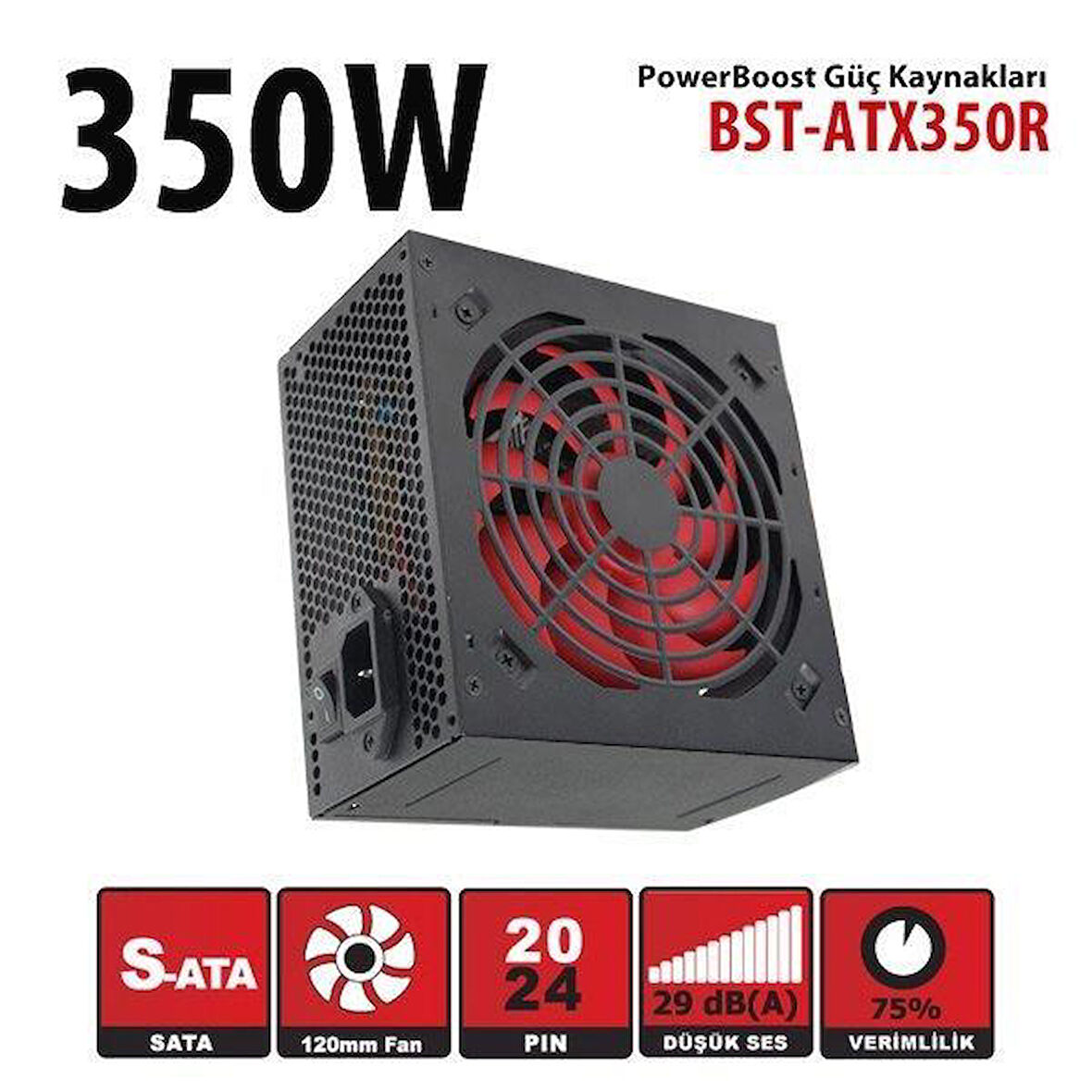 POWERBOOST 350W BST-ATX350R 12CM FANLI POWER SUPPLY