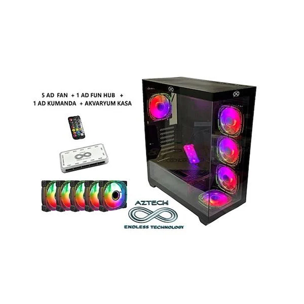 AZTECH AZT101 B Gaming Mid-Tower PC Kasası RGB Switch