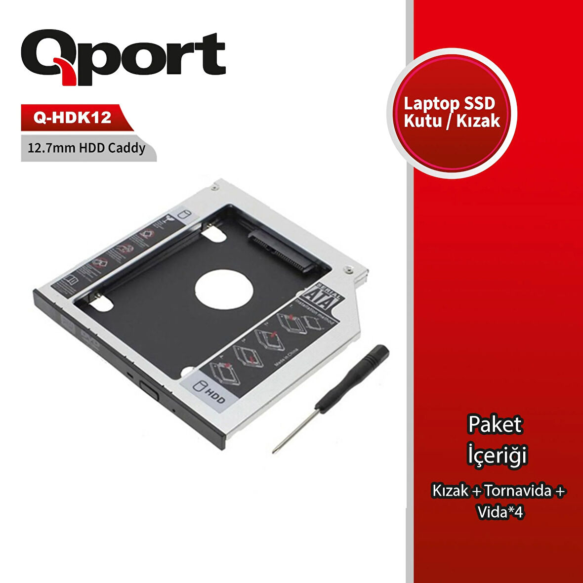 QPORT Q-HDK12 2.5" HDD/SSD UYUMLU CEVIRICI 12.7" KIZAK