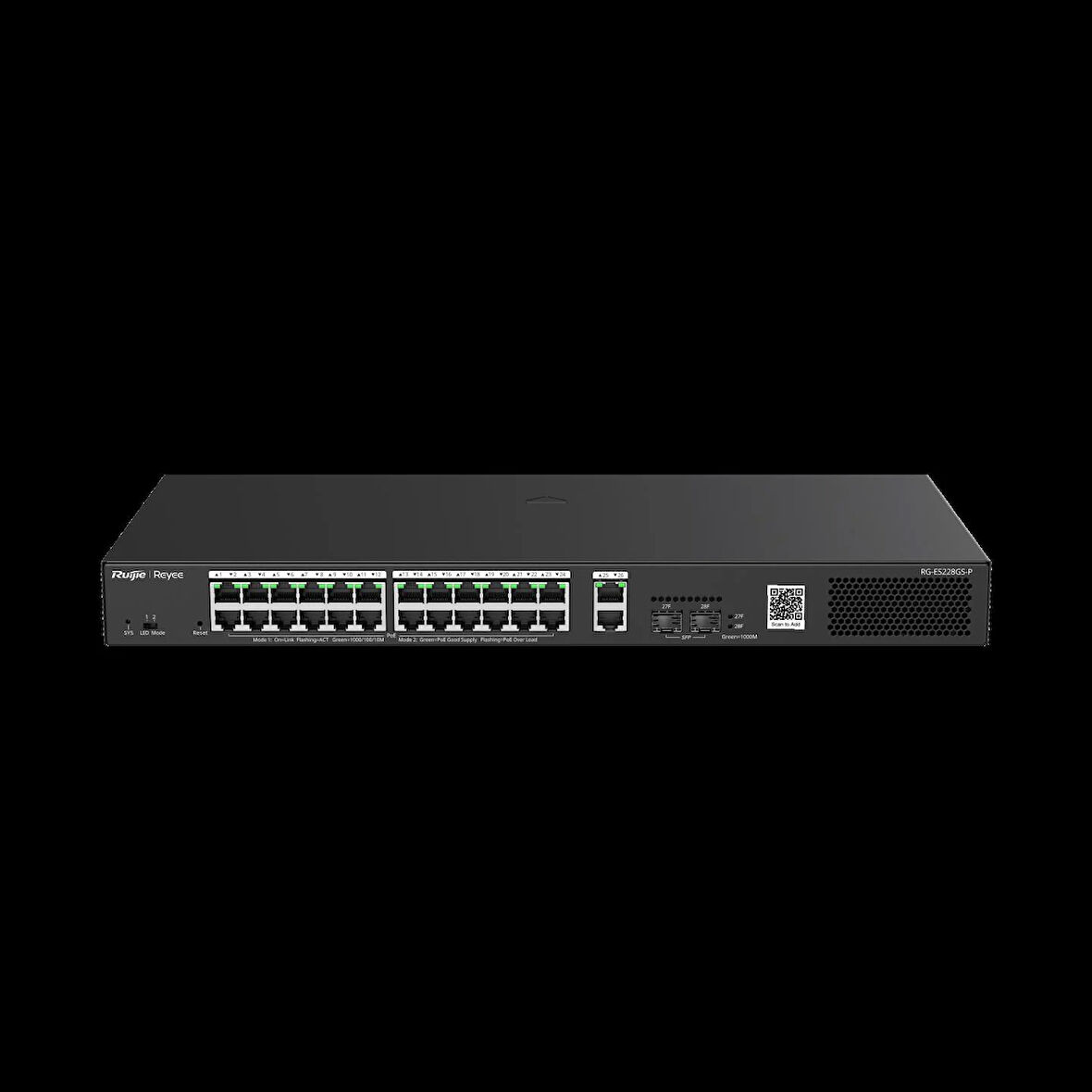 RUİJİE-REYEE RG-ES228GS-P 28 PORT 24XGE-2XGE/SFP 370W POE SWİTCH