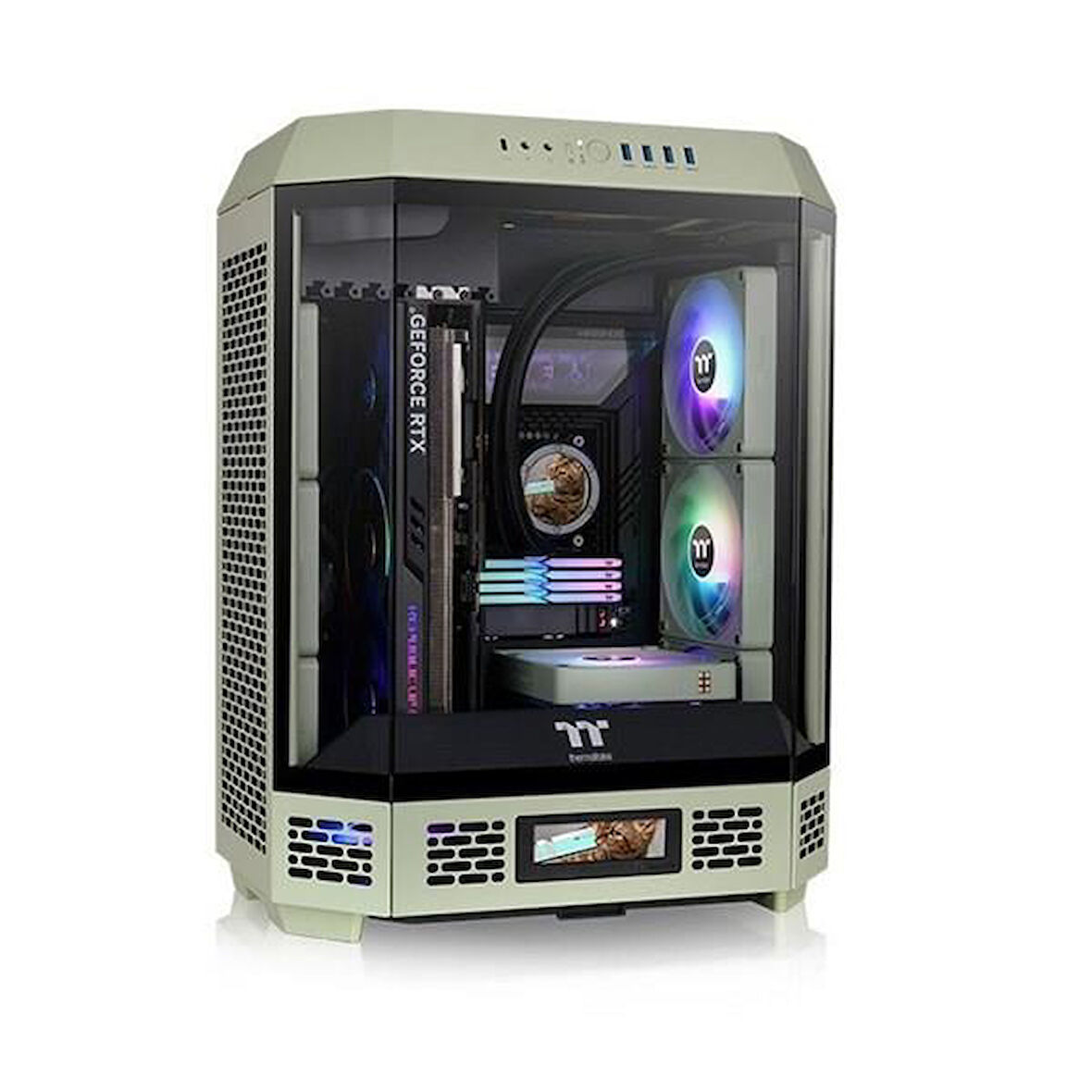 THERMALTAKE THE TOWER 600 TG CA-1Z1-00MEWN-00 GAMING MID-TOWER PC KASASI YEŞİL