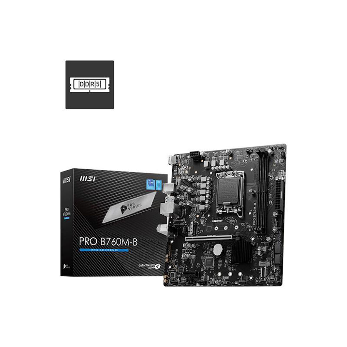 MSI GEFORCE PRO B760M-B DDR4 6400MHZ 1XHDMI 1XM.2 USB 3.2 1700P MATX