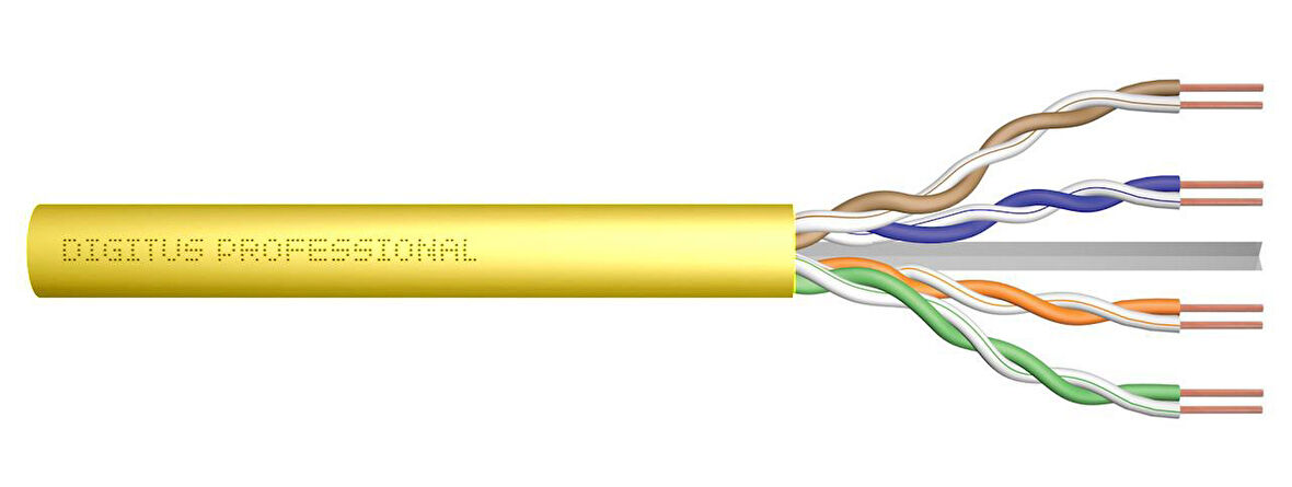 Digitus Category 6 (Cat. 6) U-UTP Data Kablosu
LSZH (Low Smoke Zero Halogen)
AWG 23/1
Sarı renk
500 metrelik rulolarda
Digitus CAT 6 U-UTP Installation Cable, unshielded, AWG 23/1, LSZH-1, simplex, color y
