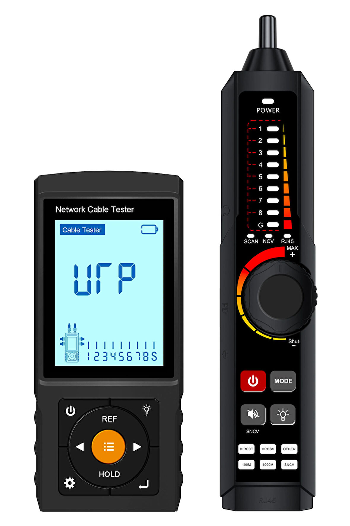 3 inch rechargeable network cable tester, RJ45
TDR cable tester + Digital cable tracer +Visual
fault locator + Optical power meter