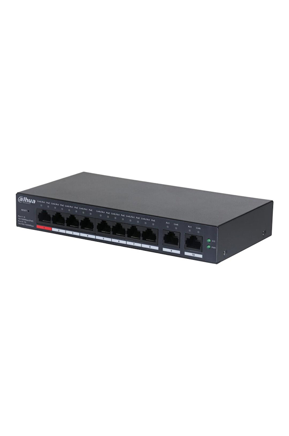 Dahua 10 port yönetilen Cloud Switch ( 8FE PoE +2 GE )
