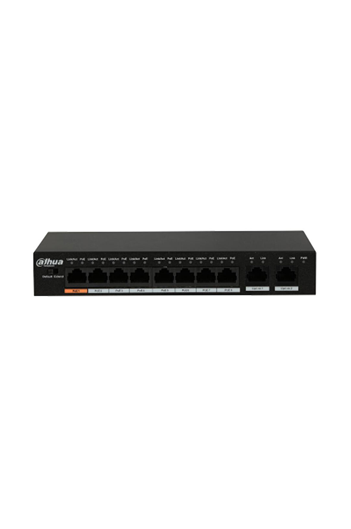 DAHUA PFS3010-8ET-96, 8 Port, MegaBit, PoE 96W, 2 Port GigaBit Uplink, Yönetilemez, Masaüstü Switch
