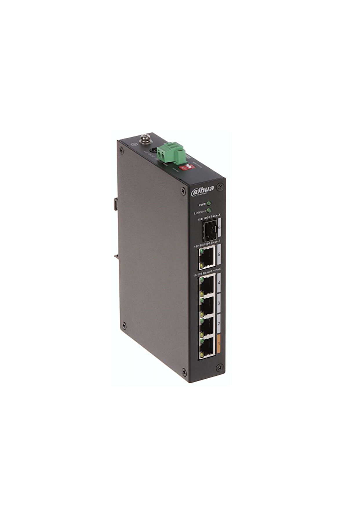 DAHUA PFS3106-4ET-60-V2, 4 Port, Megabit, PoE 60W, 1 Port Gigabit Uplink, 1 Port Gigabit SFP, Yönetilemez, Masaüstü Switch