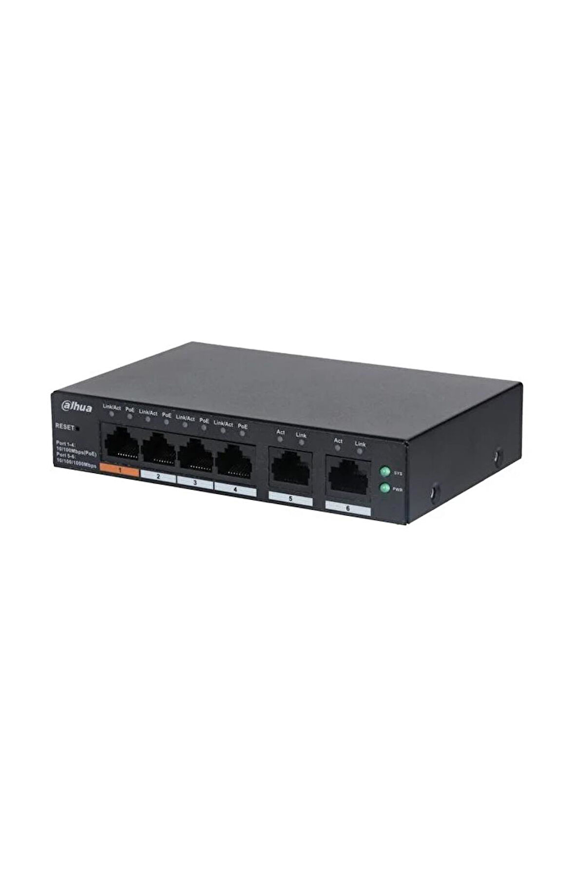 DAHUA CS4006-4ET-60, 4 Port, Megabit, PoE 60W, 2 Port Uplink, Cloud Yönetilebilir, Switch
