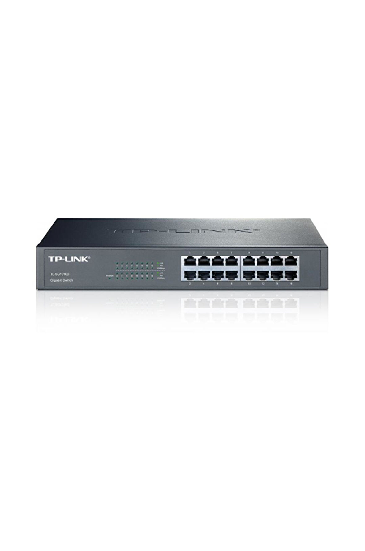 TP-LINK TL-SG1016D, 16 Port, GigaBit, Yönetilemez, Metal Kasa, Rackmount Switch