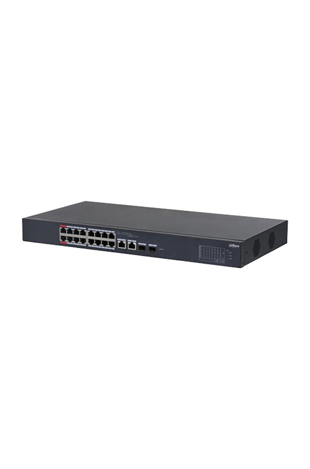 DAHUA CS4218-16ET-135, 16Port, Megabit, PoE 135W, 2 Port SFP Gigabit Combo, Cloud Yönetilebilir, Switch