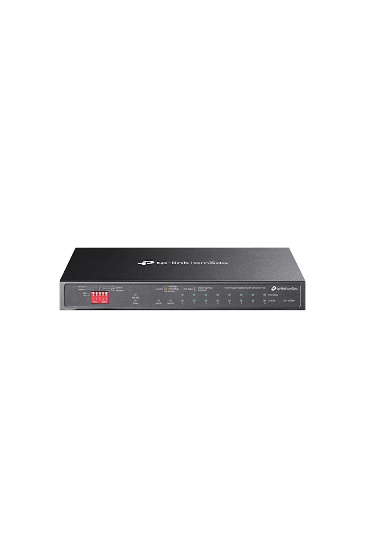 OMADA DS110GMP, 10 Port Gigabit, 8 Port Gigabit PoE+, 123W, 1 Port Combo Gigabit SFP, Yönetilemez, Metal Kasa Masaüstü Sessiz Switch