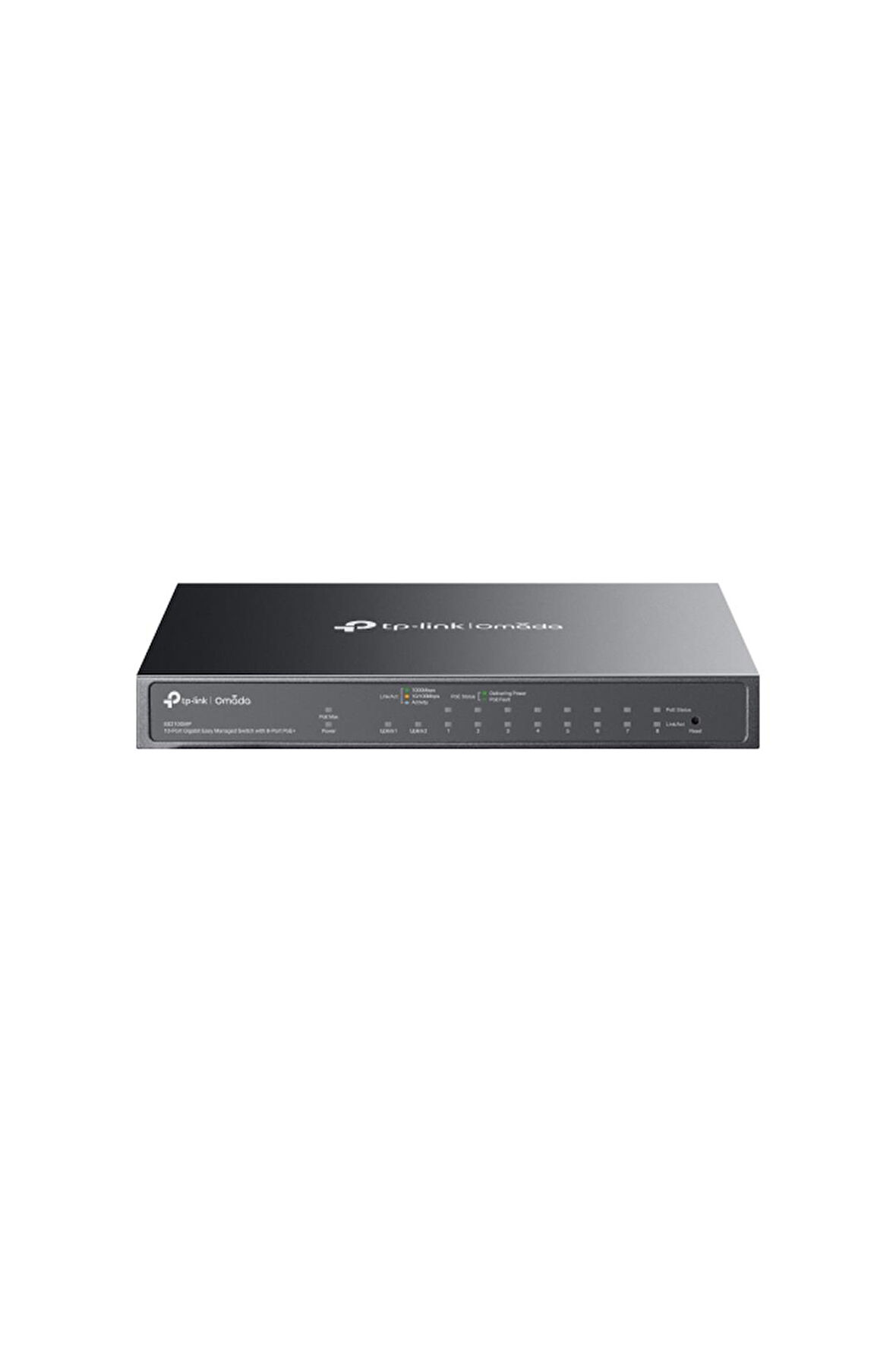 OMADA ES210GMP, 10 Port Gigabit, 8 Prot Poe+, 1Port Gigabit Combo SFP, 123W, Yönetilebilir Metal Kasa Masaüstü/Vesa Switch