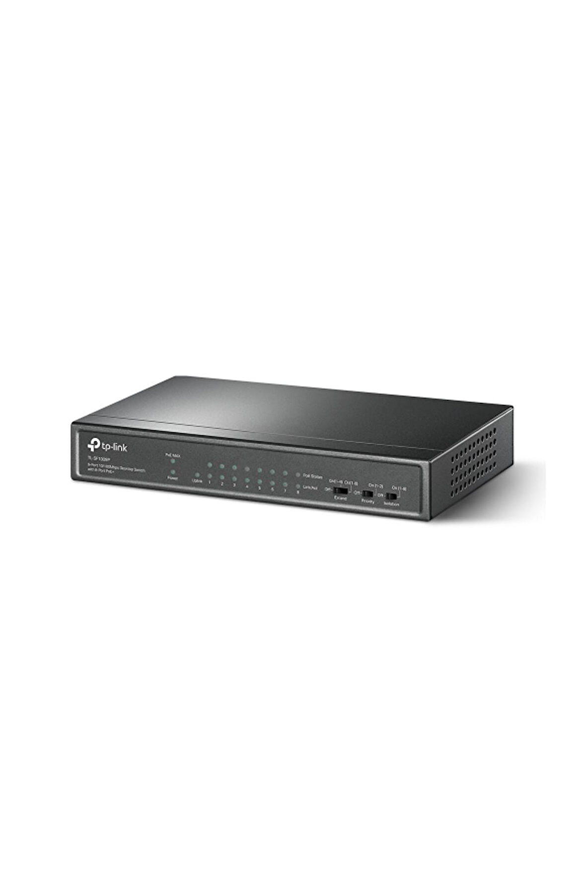 TP-LINK TL-SF1009P, 8 Port, MegaBit, PoE 65W, 1 Port Uplink, Yönetilemez, Metal Kasa, Masaüstü Switch
