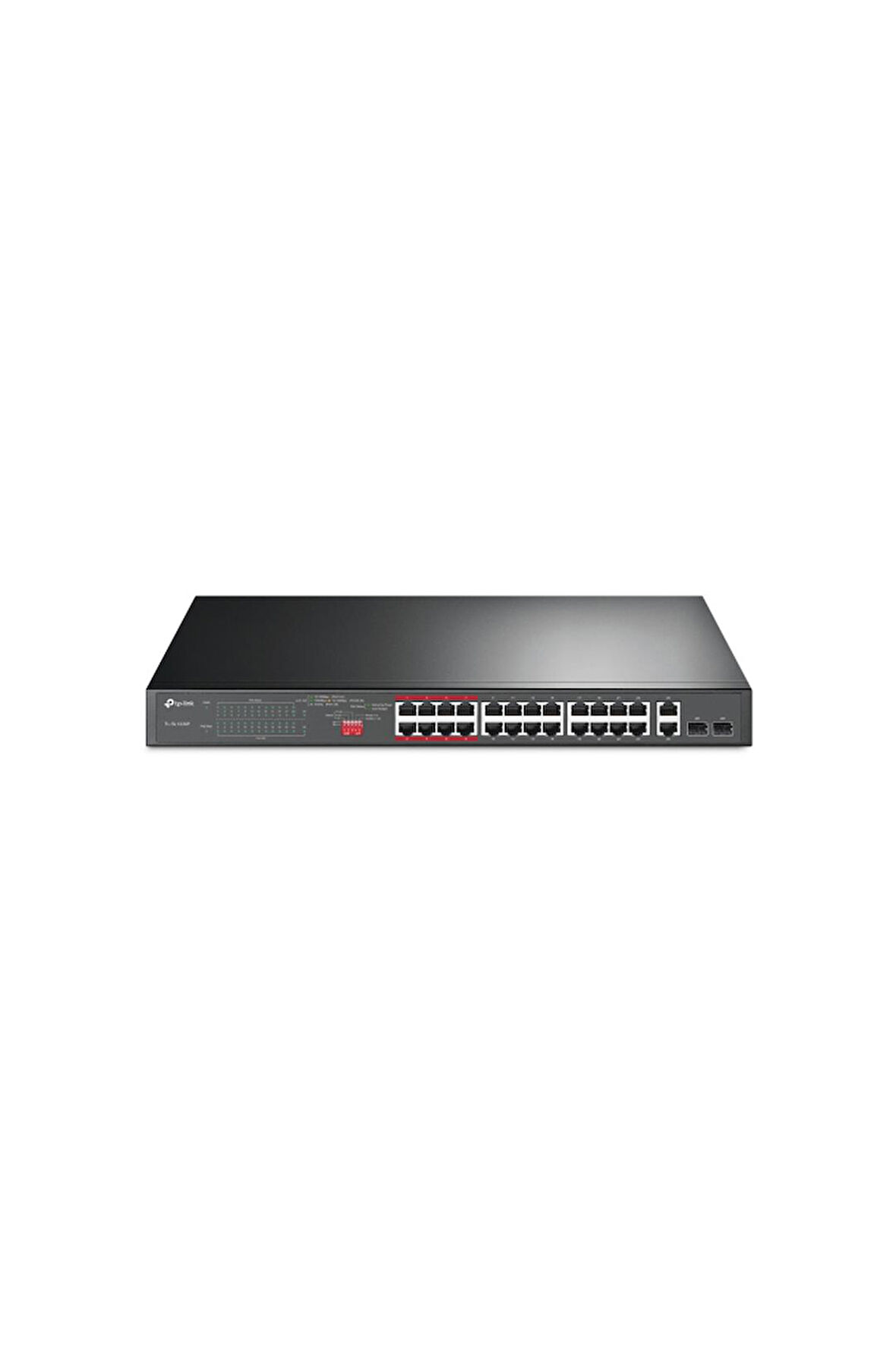 TP-LINK TL-SL1226P, 24 Port, Megabit, PoE 250W, 2 Port Combo Gigabit SFP, Yönetilemez, Rackmount, Switch