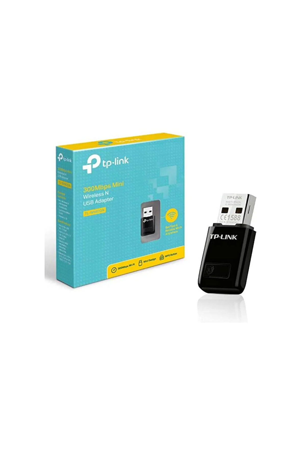 TP-LINK TL-WN823N, 300Mbps, 2.4Ghz, Dahili Anten, Mini Tasarım, USB2.0, WIRELESS ETHERNET