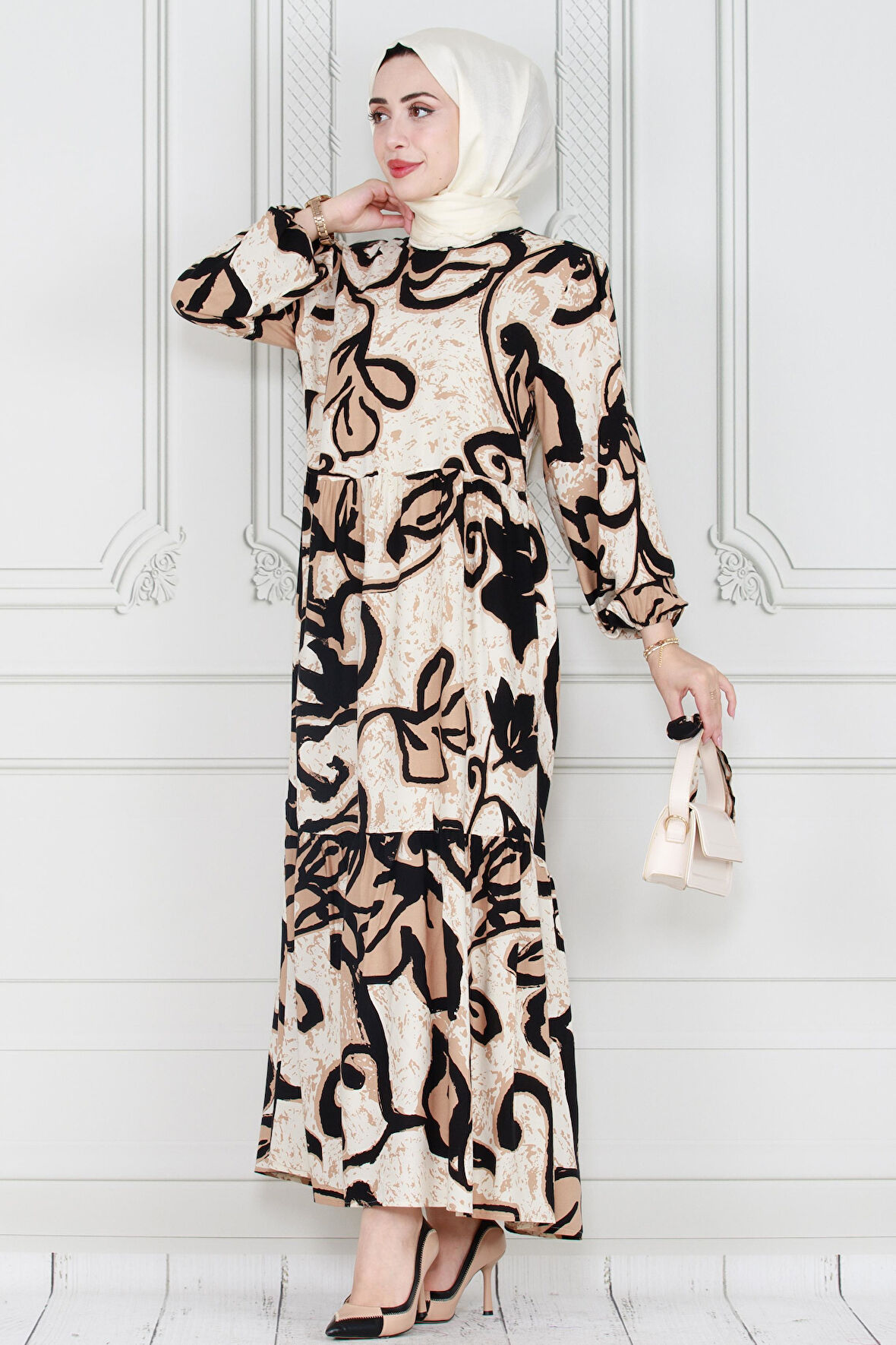 Kuşaklı Lilyum Viscon Elbise-VİZON