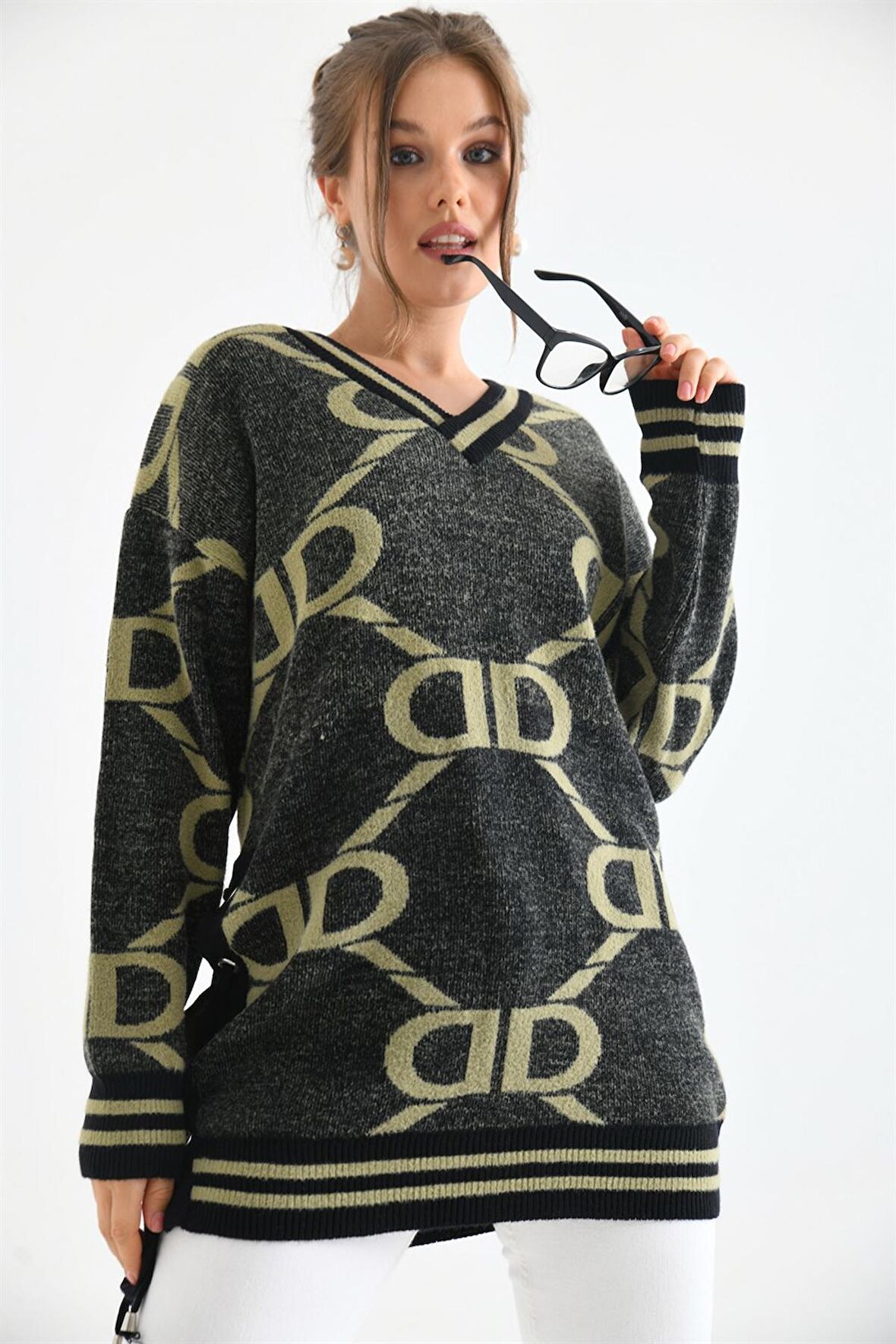 Ftz Women Kadın D Desenli Bluz Siyah