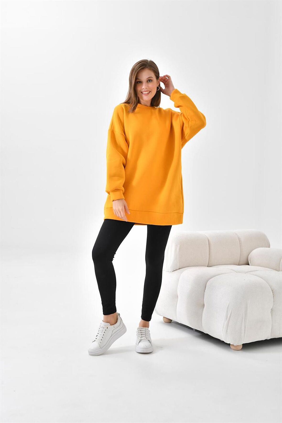 Ftz Women Kadın 3 İp Şardonlu Sweatshirt Hardal 10001