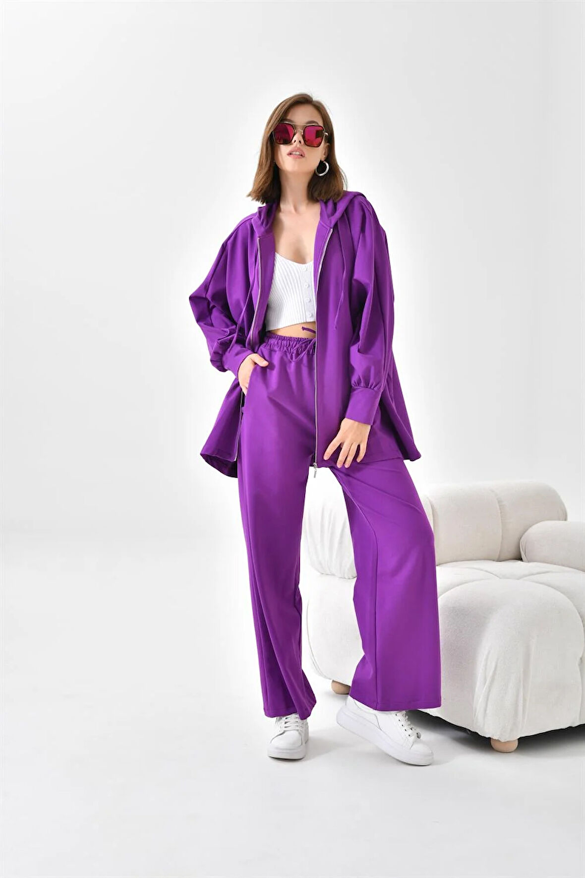 FTZ WOMEN Kadın İki İp Pantolonlu Takım Mor 10004