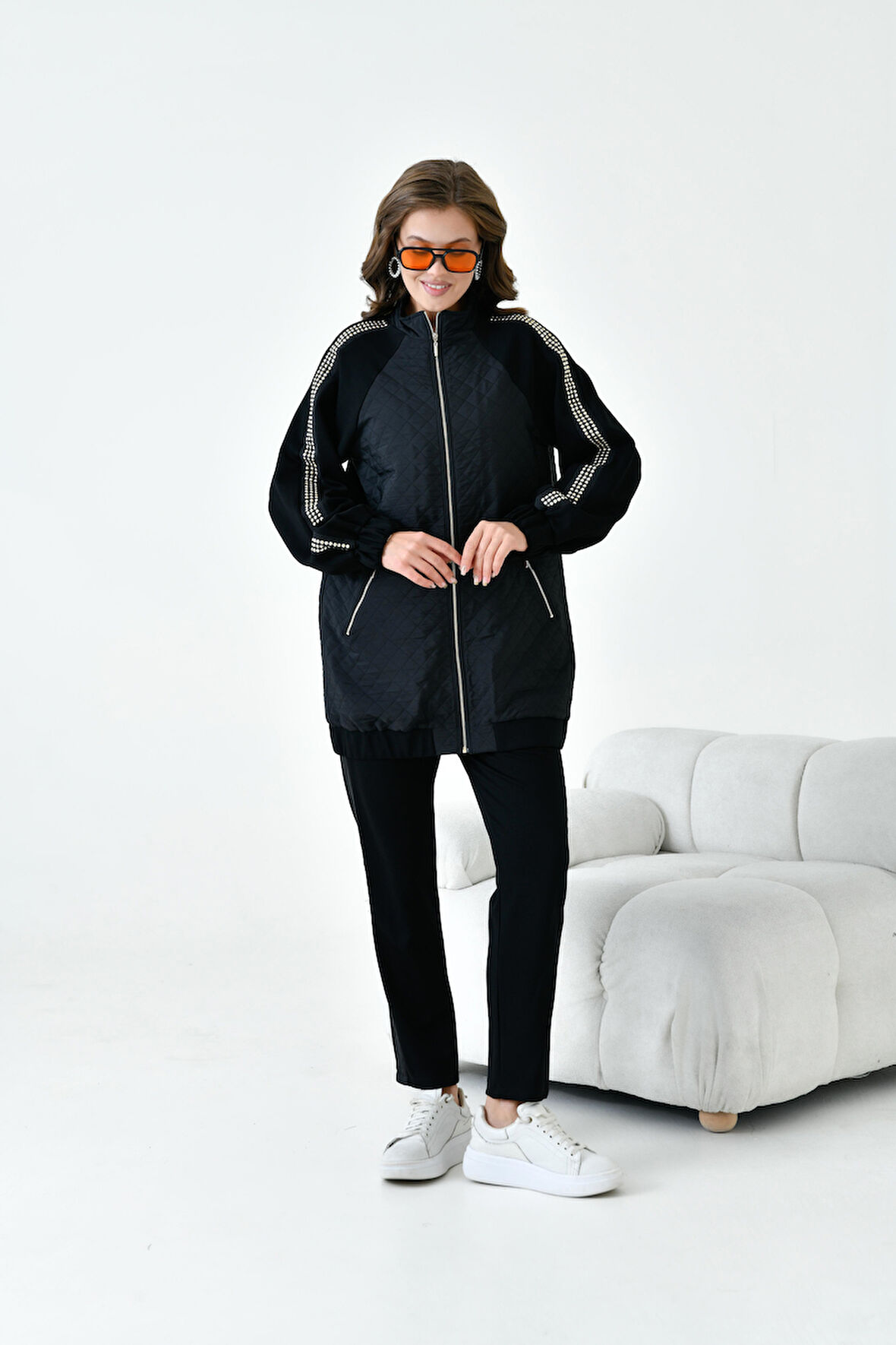 Ftz Kadın Kapitone Detay Takım Siyah 30910