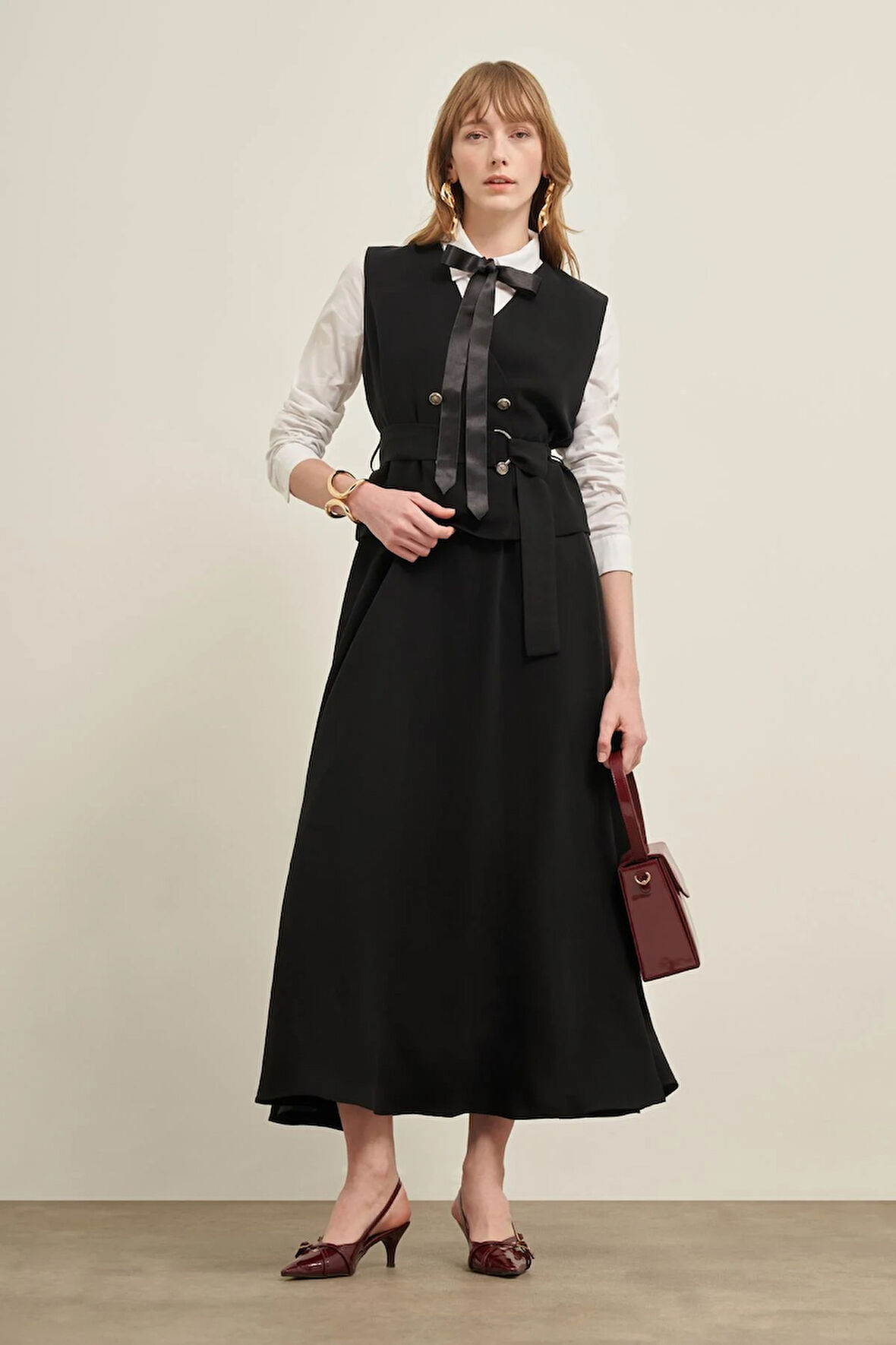 FTZ Women Kadın Yelek Etek Takım  Siyah 31034